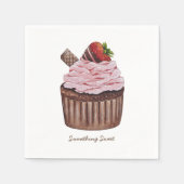 かわいいイチゴのカップケーキの水色 スタンダードカクテルナプキン (正面)