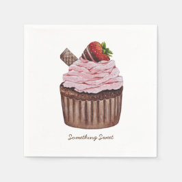 かわいいイチゴのカップケーキの水色 スタンダードカクテルナプキン