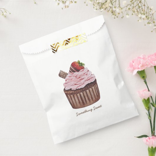 かわいいイチゴのカップケーキの水色 フェイバーバッグ (封をした状態)