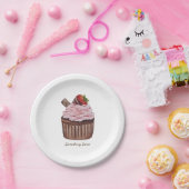 かわいいイチゴのカップケーキの水色 ペーパープレート (パーティー)