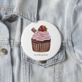 かわいいイチゴのカップケーキの水色 缶バッジ (インサイチュ)