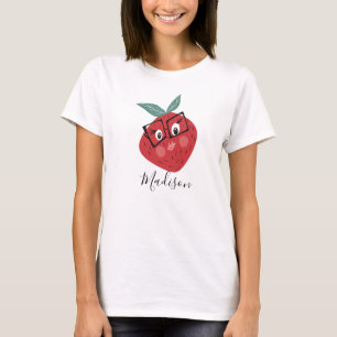 かわいいイチゴのキャラクター手描きネーム Tシャツ