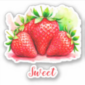 かわいいイチゴのステッカー - 甘くてジューシーな果物 シール (正面)
