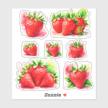 かわいいイチゴのステッカー – 甘くてジューシーな果物