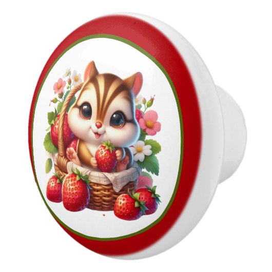 かわいいイチゴのチムンク愛好家 セラミックノブ (右)
