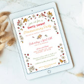 かわいいイチゴのテーマの新しいホームお披露目パーティー 招待状