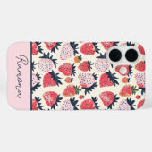 かわいいイチゴのデザインとカスタムネーム Case-Mate iPhoneケース (裏面 (横))