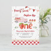 かわいいイチゴのトラックの招待状 招待状 (スタンド正面)