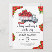 かわいいイチゴのトラックベリー甘い赤ちゃんシャワー 招待状 (正面)