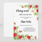 かわいいイチゴのバビシャワー招待状 招待状 (正面/裏面)