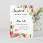 かわいいイチゴのバビシャワー招待状 招待状 (スタンド正面)