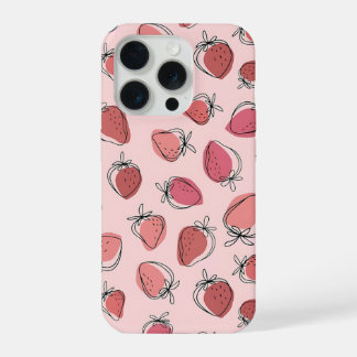 かわいいイチゴのピンクのパターンのスマホケース iPhone 15 PROケース