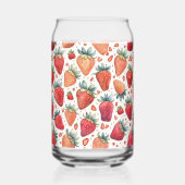 かわいいイチゴのピンクのパターン ガラス缶 (正面)