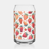 かわいいイチゴのピンクのパターン ガラス缶 (裏面)