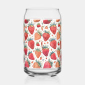 かわいいイチゴのピンクのパターン ガラス缶 (右)