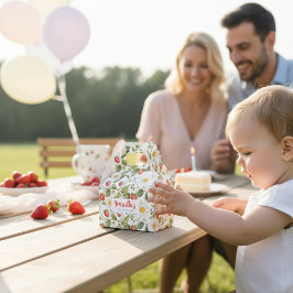 かわいいイチゴのファーストバースデーギフトボックス フェイバーボックス