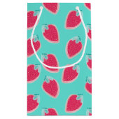 かわいいイチゴのフルーツパターン スモールペーパーバッグ (裏面)