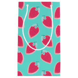 かわいいイチゴのフルーツパターン スモールペーパーバッグ