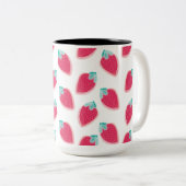 かわいいイチゴのフルーツパターン ツートーンマグカップ (正面右)
