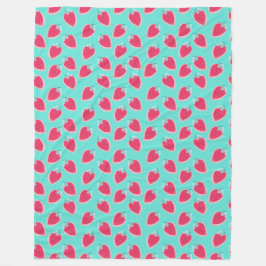 かわいいイチゴのフルーツパターン フリースブランケット