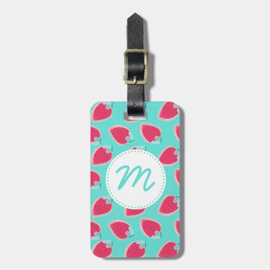 かわいいイチゴのフルーツパターン ラゲッジタグ (正面縦)