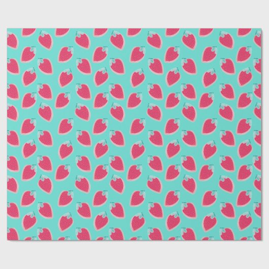 かわいいイチゴのフルーツパターン ラッピングペーパー (フラット)