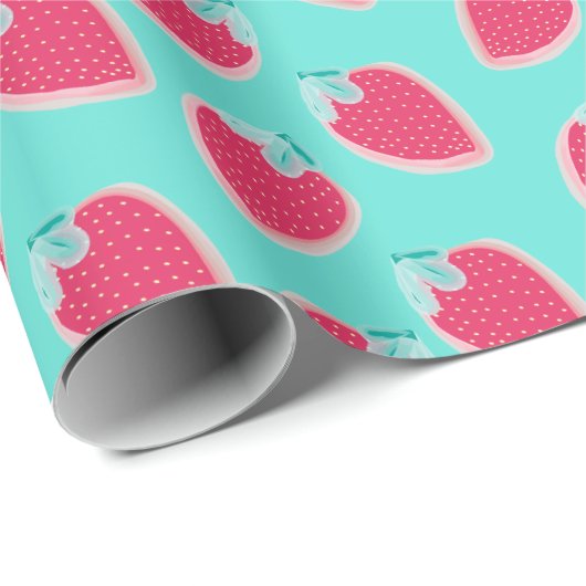 かわいいイチゴのフルーツパターン ラッピングペーパー (ロールコーナー)