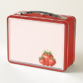 かわいいイチゴのフルーツピンクの弓コケットモノグラム メタルランチボックス (裏面)