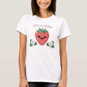 かわいいイチゴのベイビーシャワープレママ女子必見! Tシャツ