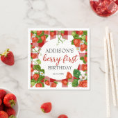 かわいいイチゴのベリーの最初の誕生日 スタンダードカクテルナプキン (インサイチュ)