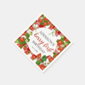 かわいいイチゴのベリーの最初の誕生日 スタンダードカクテルナプキン (角)