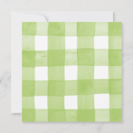 かわいいイチゴのベリースウィートギンガムベビーシャワー 招待状 (裏面)