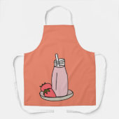 かわいいイチゴのミルクシェイクピンクと白 エプロン (正面)