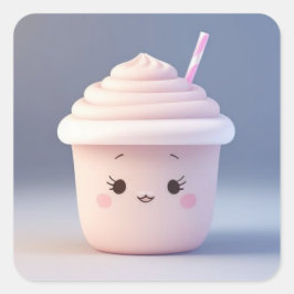 かわいいイチゴのミルクシェイク スクエアシール