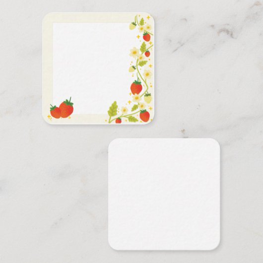 かわいいイチゴのメモカード ノートカード (正面/裏面)