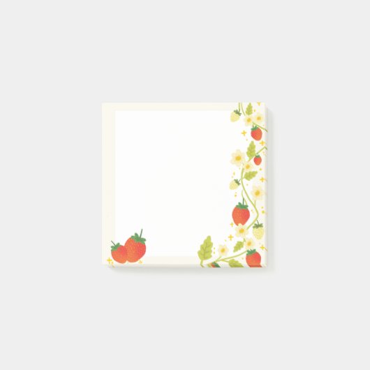 かわいいイチゴのメモ帳 ポストイット (正面)