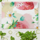 かわいいイチゴのレインボーバースデーパーティー キッチンタオル (折り畳み)