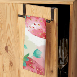 かわいいイチゴのレインボーバースデーパーティー キッチンタオル