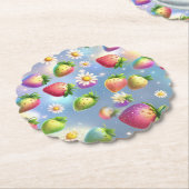 かわいいイチゴのレインボーバースデーパーティー ペーパーコースター (アングル)