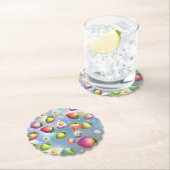 かわいいイチゴのレインボーバースデーパーティー ペーパーコースター (インサイチュ)