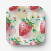 かわいいイチゴのレインボーバースデーパーティー ペーパープレート (正面)