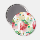 かわいいイチゴのレインボーバースデーパーティー マグネット (正面/裏面)