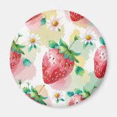 かわいいイチゴのレインボーバースデーパーティー マグネット (正面)