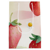 かわいいイチゴのレインボーバースデーパーティー ミディアムペーパーバッグ (裏面)