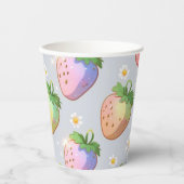 かわいいイチゴのレインボーバースデーパーティー 紙コップ (正面)