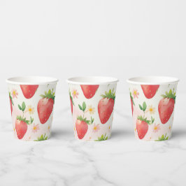 かわいいイチゴのレインボーバースデーパーティー 紙コップ