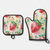 かわいいイチゴのレインボーバースデーパーティー 鍋つかみ&鍋敷きセット (正面)