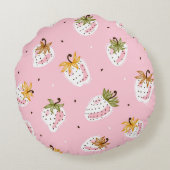 かわいいイチゴのヴィンテージの継ぎ目なし模様。フルーツ ラウンドクッション (裏面)