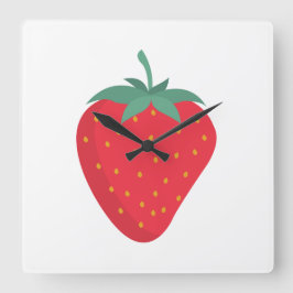 かわいいイチゴの壁時計 スクエア壁時計