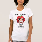 かわいいイチゴの女の子 カワイイアート Tシャツ (正面)